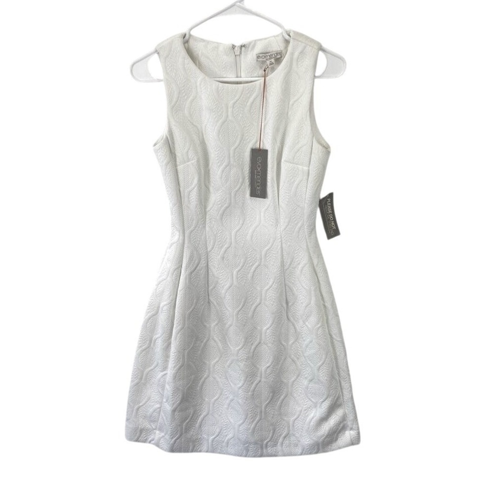 Eva Mendes New York & Company Dress Womens XS White Jacquard Fit Flare Bridal